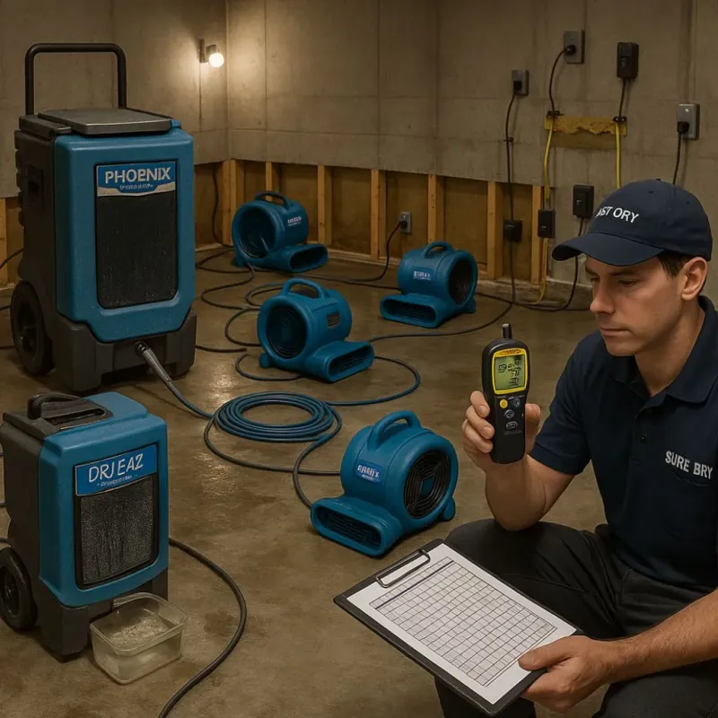 Structural Drying and Dehumidification process in Northcliff, TX